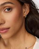 CAILIN CRYSTAL HUGGIE EARRINGS GOLD AQUA CRYSTAL