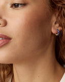 CAILIN CRYSTAL HUGGIE EARRINGS GOLD BLUE CRYSTAL