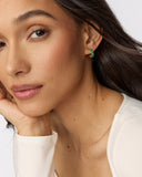 CAILIN CRYSTAL HUGGIE EARRINGS GOLD GREEN CRYSTAL