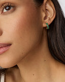CAILIN CRYSTAL HUGGIE EARRINGS GOLD GREEN CRYSTAL
