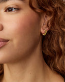 CAILIN CRYSTAL HUGGIE EARRINGS GOLD GREEN PERIDOT CRYSTAL