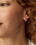 CAILIN CRYSTAL HUGGIE EARRINGS GOLD RED CRYSTAL
