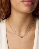 CAILIN CRYSTAL PENDANT NECKLACE GOLD AQUA CRYSTAL
