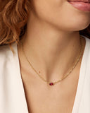 CAILIN CRYSTAL PENDANT NECKLACE GOLD BURGUNDY CRYSTAL