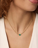 CAILIN CRYSTAL PENDANT NECKLACE GOLD GREEN CRYSTAL