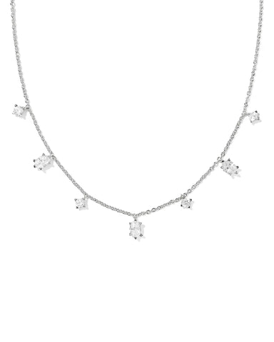 Kendra Scott-Cailin Delicate Strand Necklace Silver White CZ