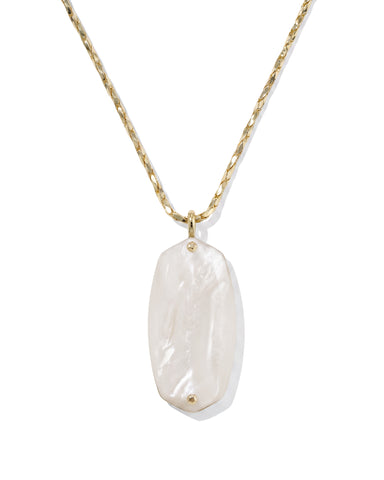DANIELLE RIVETED LONG PENDANT NECKLACE GOLD IVORY MOTHER OF PEARL