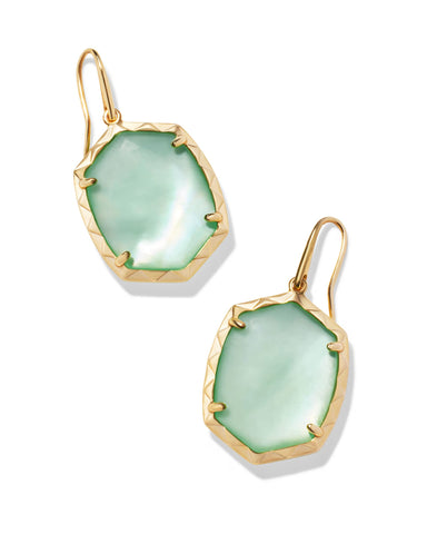 DAPHNE DROP EARRINGS GOLD LIGHT GREEN MOTHER