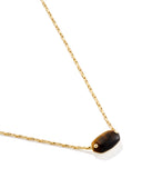 ELISA RIVETED SHORT PENDANT NECKLACE GOLD DARK BROWN HAWK'S EYE
