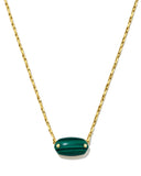 ELISA RIVETED SHORT PENDANT NECKLACE GOLD GREEN MALACHITE