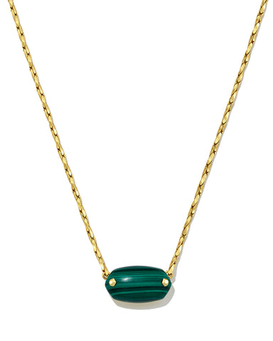 ELISA RIVETED SHORT PENDANT NECKLACE GOLD GREEN MALACHITE