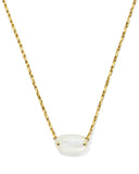ELISA RIVETED SHORT PENDANT NECKLACE GOLD IVORY MOTHER OF PEARL