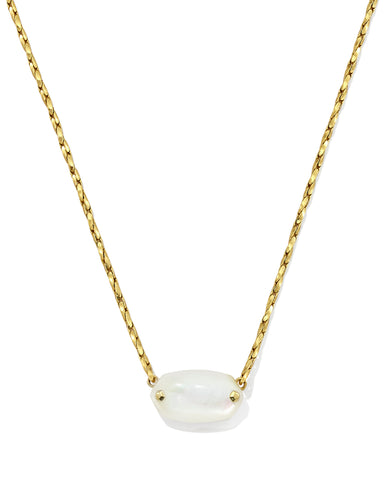 ELISA RIVETED SHORT PENDANT NECKLACE GOLD IVORY MOTHER OF PEARL