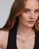 ELISA RIVETED SHORT PENDANT NECKLACE VINTAGE GOLD ORANGE BANDED AGATE