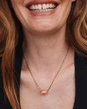ELISA RIVETED SHORT PENDANT NECKLACE VINTAGE GOLD ORANGE BANDED AGATE