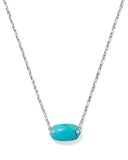 ELISA RIVETED SHORT PENDANT NECKLACE SILVER VARIEGATED TURQUOISE MAGNESITE