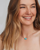 ELISA RIVETED SHORT PENDANT NECKLACE SILVER VARIEGATED TURQUOISE MAGNESITE