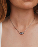 ELISA RIVETED SHORT PENDANT NECKLACE SILVER VARIEGATED TURQUOISE MAGNESITE