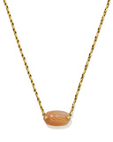 ELISA RIVETED SHORT PENDANT NECKLACE VINTAGE GOLD ORANGE BANDED AGATE