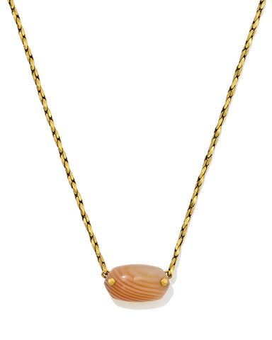 ELISA RIVETED SHORT PENDANT NECKLACE VINTAGE GOLD ORANGE BANDED AGATE