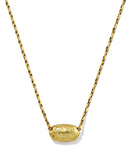ELISA RIVETED SHORT PENDANT NECKLACE VINTAGE GOLD ORANGE BANDED AGATE