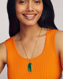 DANIELLE RIVETED LONG PENDANT NECKLACE GOLD GREEN MALACHITE