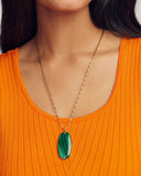 DANIELLE RIVETED LONG PENDANT NECKLACE GOLD GREEN MALACHITE