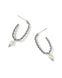 GABRIELLA PEARL HOOP EARRINGS SILVER
