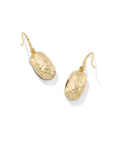 LEE RIVETED DROP EARRINGS GOLD DARK BROWN HAWK'S EYE