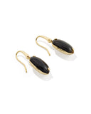 LEE RIVETED DROP EARRINGS GOLD DARK BROWN HAWK'S EYE