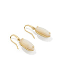 LEE RIVETED DROP EARRINGS GOLD IVORY MOTHER OF PEARL