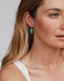 LEE RIVETED DROP EARRINGS GOLD GREEN MALACHITE