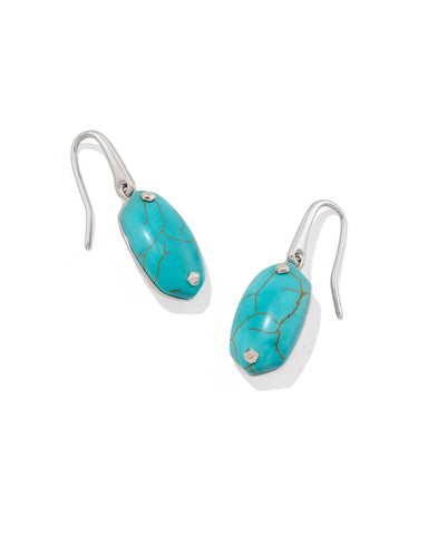 LEE RIVETED DROP EARRINGS SILVER VARIEGATED TURQUOISE MAGNESITE