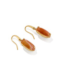 LEE RIVETED DROP EARRINGS VINTAGE GOLD ORANGE BANDED AGATE