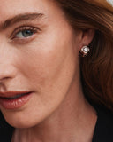 MALLORY CRYSTAL HUGGIE EARRINGS SILVER WHITE CZ