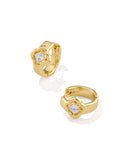 MALLORY CRYSTAL HUGGIE EARRINGS GOLD WHITE CZ