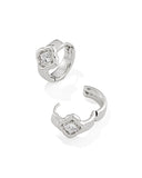 MALLORY CRYSTAL HUGGIE EARRINGS SILVER WHITE CZ