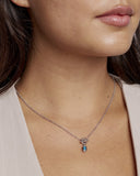 MINI ELISA TOGGLE SHORT PENDANT NECKLACE SILVER VARIEGATED INDIGO MAGNESITE