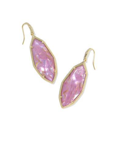 OPHELIA DROP EARRINGS GOLD LIGHT MAUVE ILLUSION