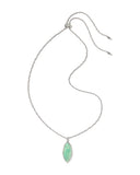 OPHELIA LARGE LONG PENDANT NECKLACE SILVER MINT IRIDESCENT ABALONE