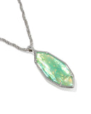 OPHELIA LARGE LONG PENDANT NECKLACE SILVER MINT IRIDESCENT ABALONE