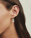 DROP EARRINGS GOLD LIGHT BLUE CZ