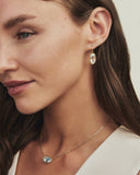 DROP EARRINGS GOLD LIGHT BLUE CZ