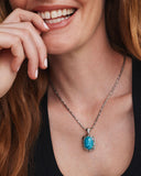 TIGER STRIPED DAPHNE PENDANT NECKLACE VINTAGE SILVER BLUE MARBLE