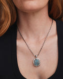 TIGER STRIPED DAPHNE PENDANT NECKLACE VINTAGE SILVER BLUE MARBLE