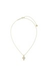 PEARL CROSS SHORT PENDANT NECKLACE GOLD WHITE PEARL