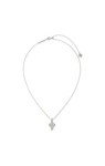 PEARL CROSS SHORT PENDANT NECKLACE SILVER WHITE PEARL