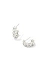 CAILIN CRYSTAL HUGGIE EARRINGS RHODIUM METAL WHITE CZ