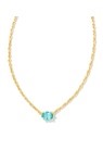 CAILIN CRYSTAL PENDANT NECKLACE GOLD AQUA CRYSTAL