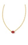 CAILIN CRYSTAL PENDANT NECKLACE GOLD BURGUNDY CRYSTAL